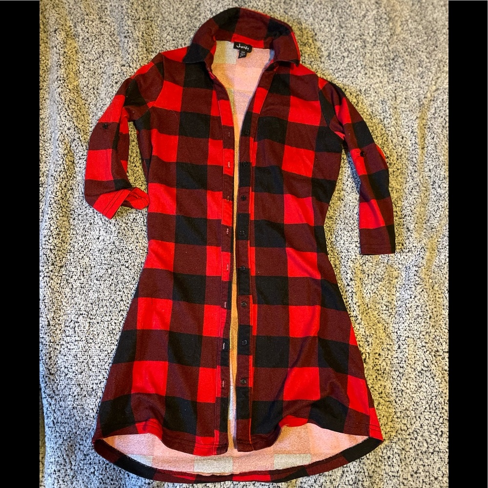 🌻 Justify Plaid Button Up Sweater Dress Size Medium